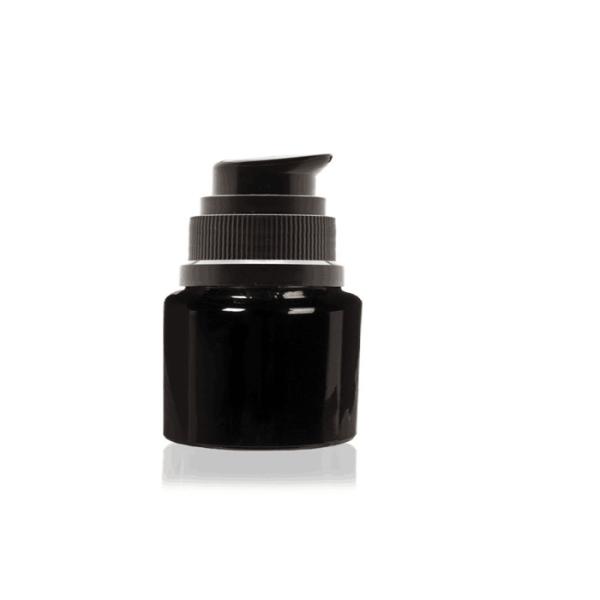 50ml 60ml 100ml 120ml Cosmetic Glass Bottles Dark Violet Gloss Black With Plastic Pump