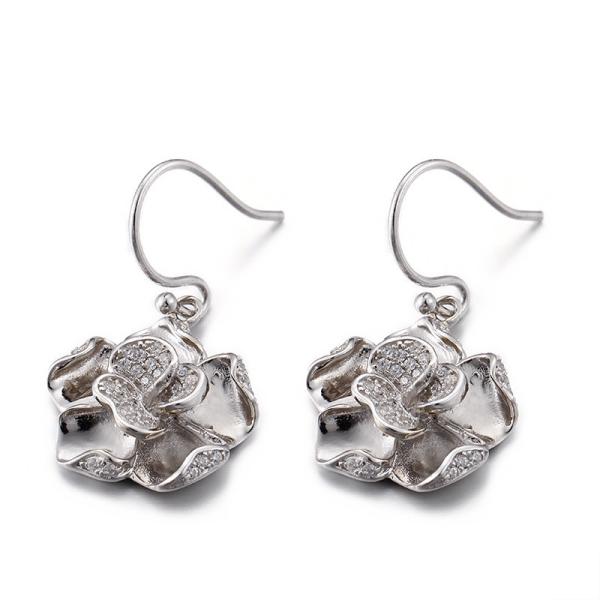 AAA Cubic Zirconia Flower Earrings 5.41g Sterling Silver Flower Stud Earrings