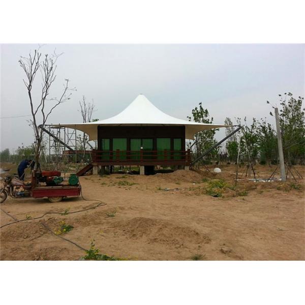 PVDF Fabric Glamping Hotel Tent Tensile Membrane Buildings Customized Size