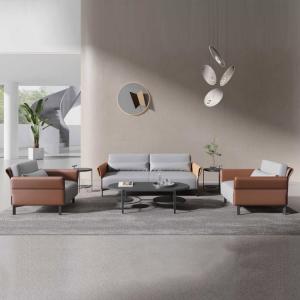 Cheap Sleek Design Office Furniture Sofa Solid Wood Frame Leather Sofa Set for sale