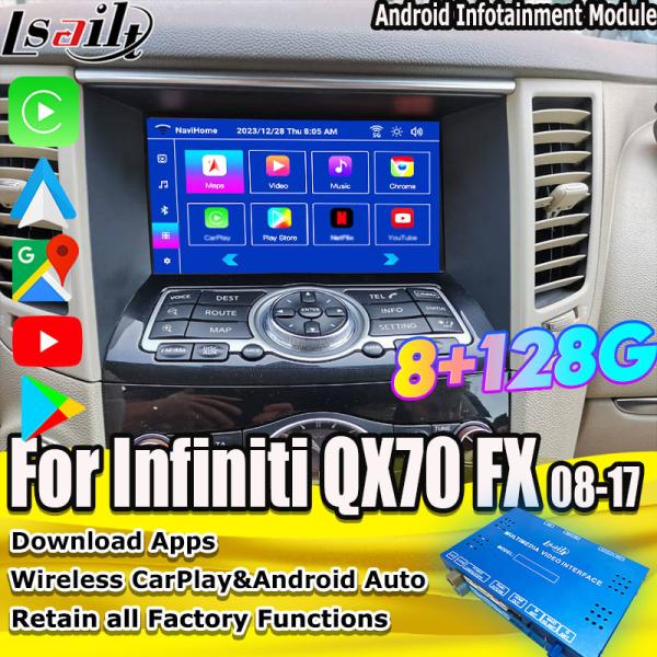 Lsailt 8G Android Multimedia Interface for Infiniti QX70 FX35 FX37 2008-2017 Integrated Wireless CarPlay, Android Auto