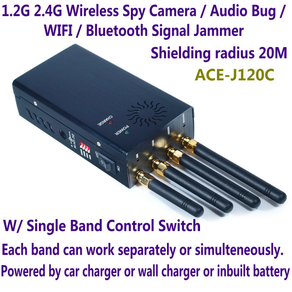 1.2G 2.4G Wireless Spy Camera Audio Bug WIFI Bluetooth Signal Jammer Blocker Single Switch
