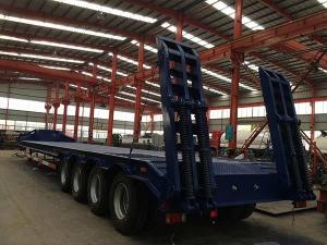 Cheap 70Tons 15m Low Bed Semi Trailer Truck For Carrying Construction Machine for sale