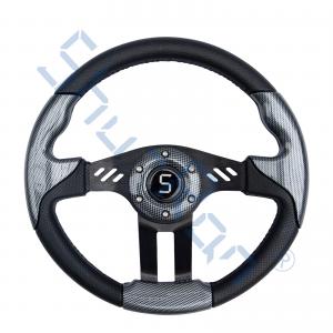 China Golf Cart Aviator 5 Carbon Fiber Grip/Black Spokes Steering Wheel on sale