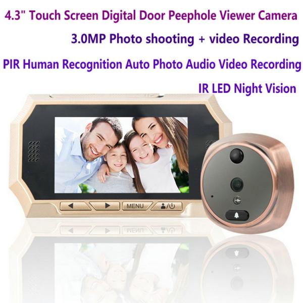 4.3 Digital Door Peephole Viewer Photo Video Camera Recorder Night Vision Door Eye Smart PIR Doorbell Intercom System