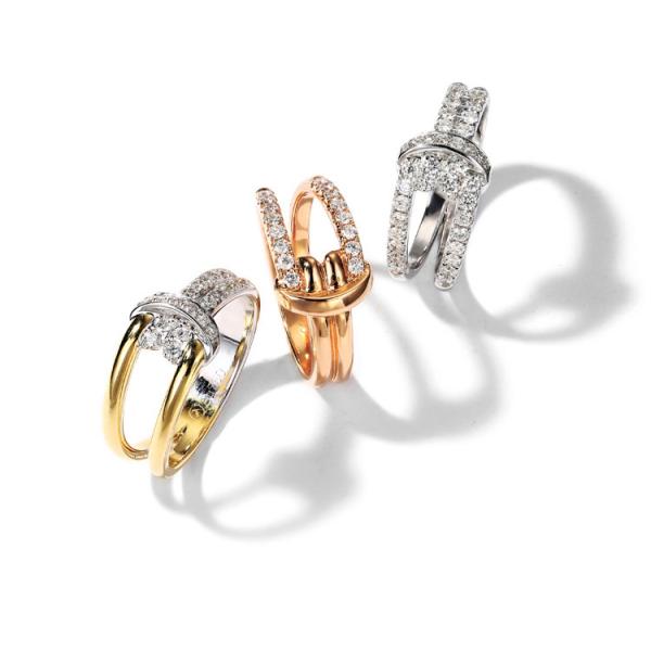 4g 18K Gold Diamond Rings 0.51ct 0.27ct 0.24ct Eternity Knot Rings
