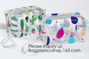 Cheap Cute Unicorn PVC Transparent Travel Accessory Cosmetic Bag Waterproof Makeup Pouch Cactus Flamingo Wash Kits Organizer for sale