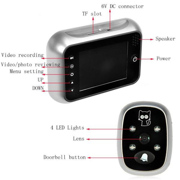 3.5 inch Screen Digital Door Peephole Viewer Camera 120 Degree Wide Angle Video Doorbell Phone Door Eye IR Night Vision