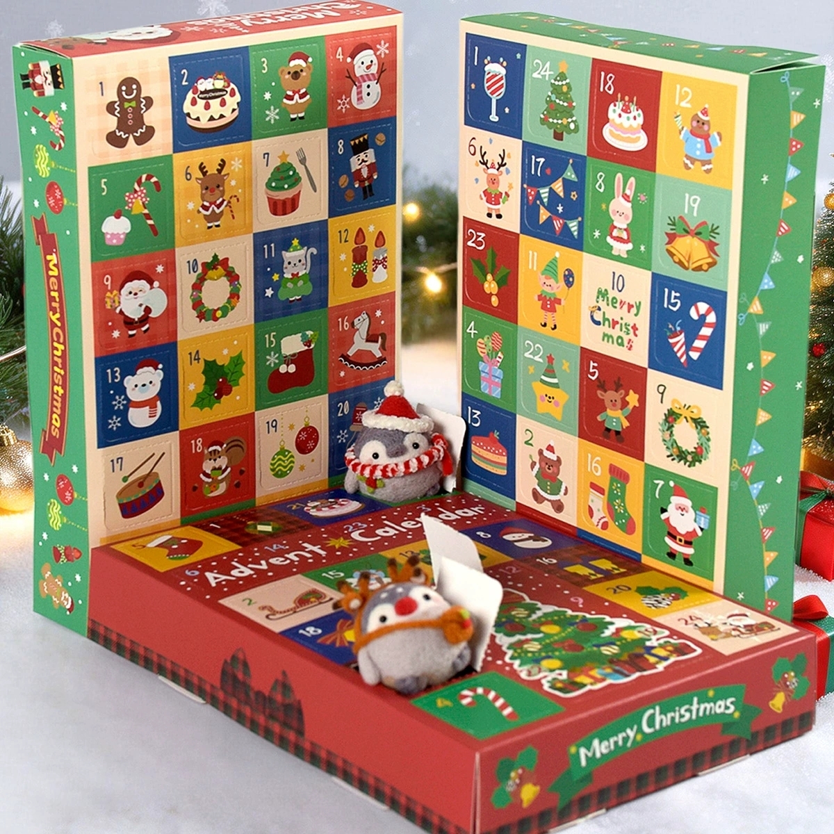 24 Day Christmas Advent Calendar Box Perforated Door Holiday Gift Packaging