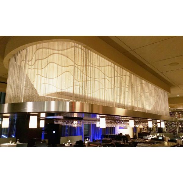 Wooden Metal Coil Drapery Anodized Finish Wire Mesh Curtain