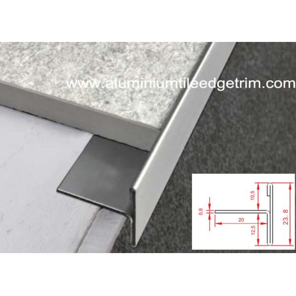 T Shaped Stainless Steel Tile Trim Edging Natural Color For Floor / Tile End