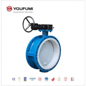 Cheap Flanged PTFE Lined Butterfly Valve DN500 PN16 Anticorrosion For Caustic Soda for sale