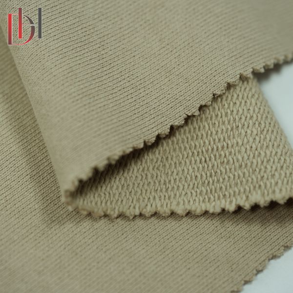 Khaki Brown 100% Cotton Hoodie Fabric 410gsm For Winter Spring Sportswear