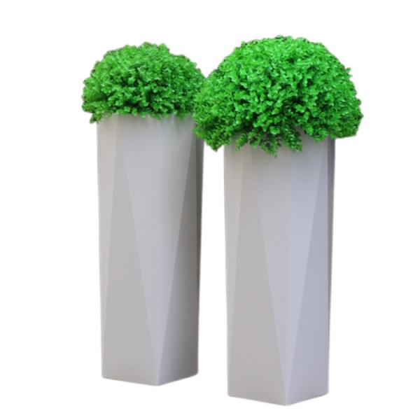 Unbreakable white floor standing flower pots metal planters