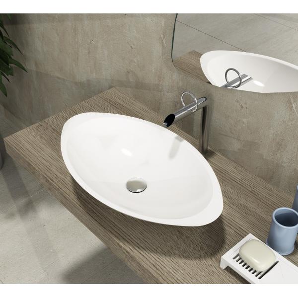 Resin Stone Counter Top Basin Oval Shape Stone Vessel Bathroom Sinks