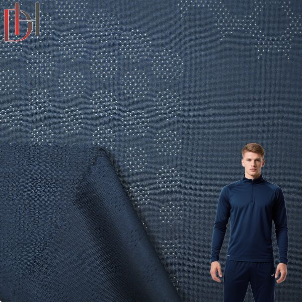 Shirt Anti UV Quick Dry Sporty Jacquard Fabric 100% Polyester Knitted Fabric