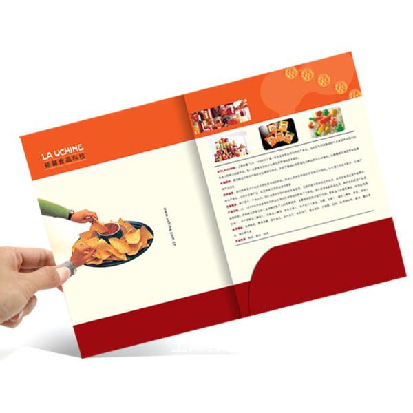 A4 Size Full Color Brochures Pocket Paper Cardboard File Folder For Office