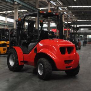 Cheap 4 Wheel Drive Stand Up Forklift , Narrow Aisle Forklift Rough Terrain Lift Truck for sale
