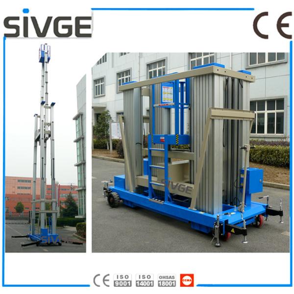 Aluminum Alloy Vertical Man Lift , 20m Aerial Lift Platform For One Person