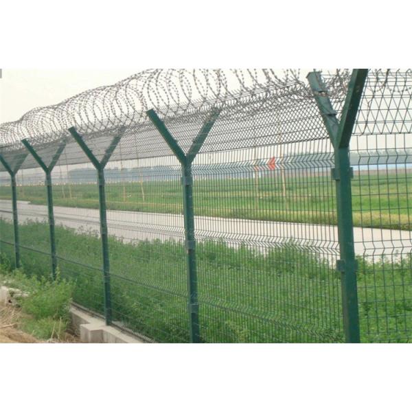 High Security Concertina Razor Wire On The Top Of Airport Perimeter Security Fencing