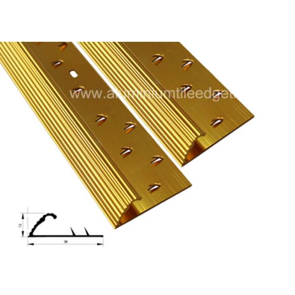 Teeth Aluminium Carpet Trim Gripper , Carpet Tile Threshold Transition Strips