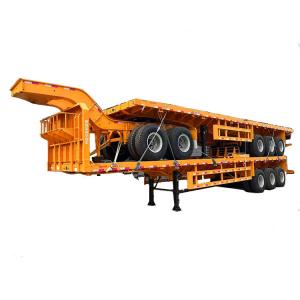 China Multi Funtion flatbed semi trailer  75 Ton Trailer Hydraulic Low Bed Trailer on sale