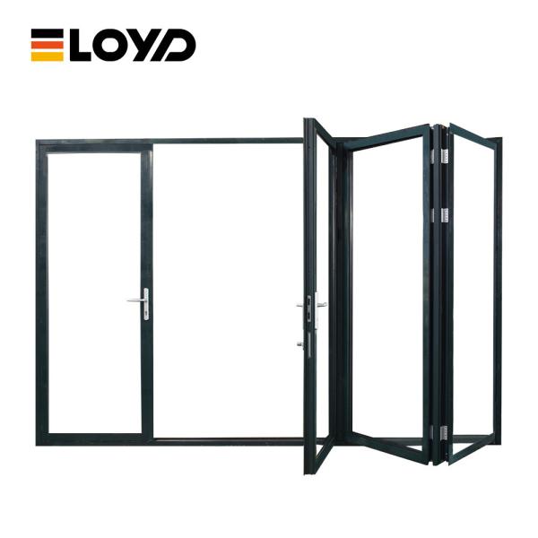Aluminium Bifold Folding Patio Doors Double Clear Tempered Glass OEM
