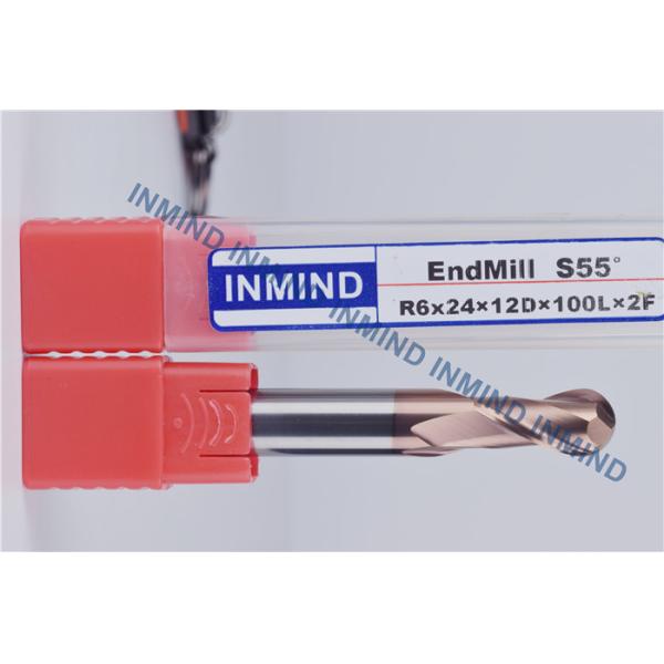 12 mm AOL 100 mm Ball End Milling Cutter , High Precision Milling Cutting Tools