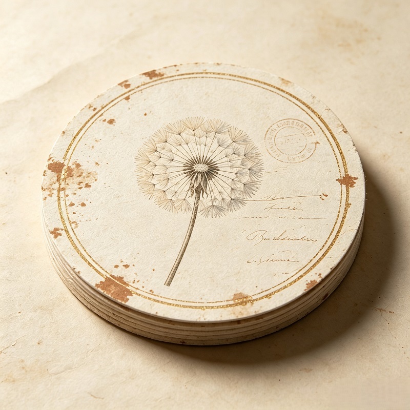 Vintage Ephemera Style Botanical Paper Coasters For Table Decor And Drinkware