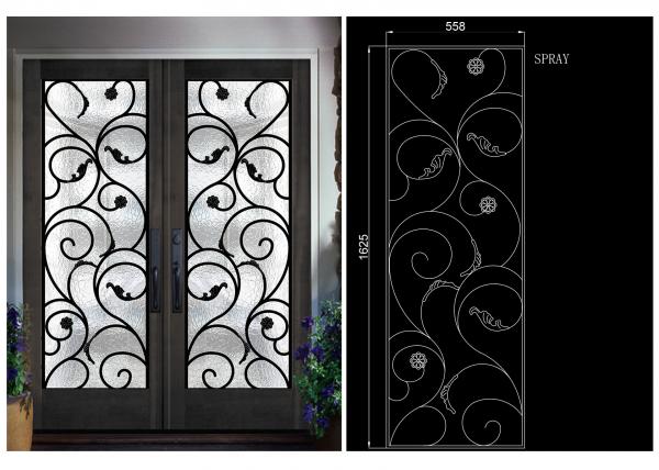 Quality Natural Lighting Elegant Inlaid Door Wrought Iron Glass For Building Hand Forged Dignified wholesale