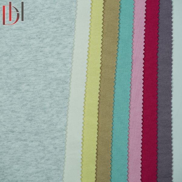 Organic Knit Garment Fabric 185cm Hoodie Soft Cotton Terry Fleece Fabric 380gsm