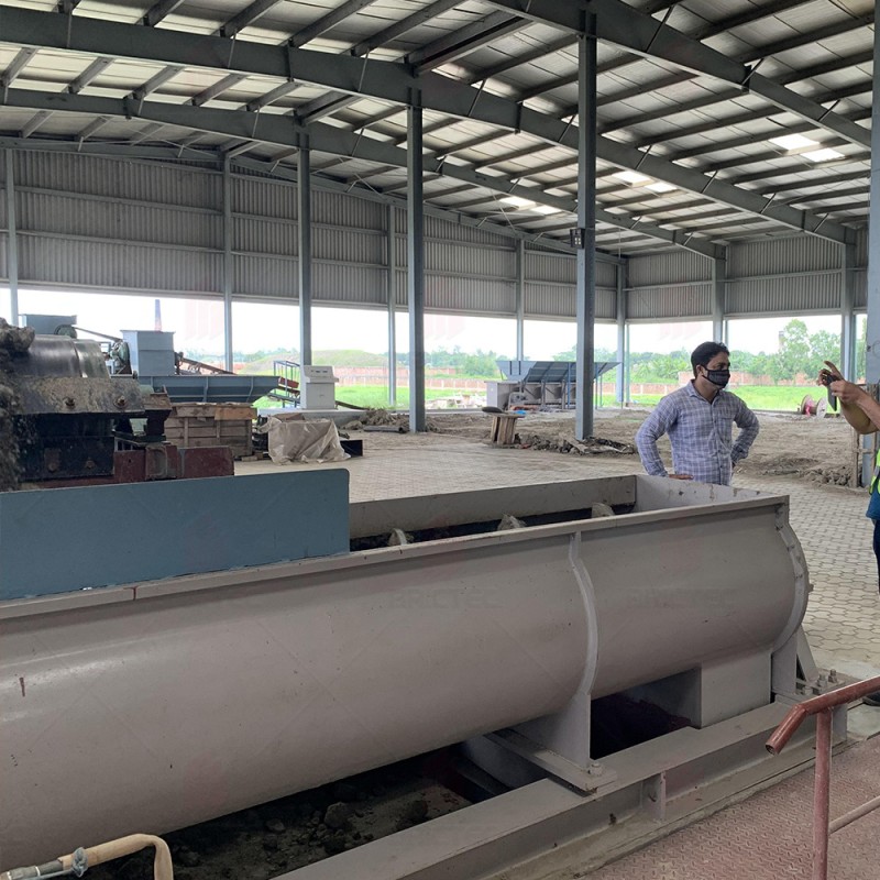 Customized Twin-Shaft Mixer with Counter-Rotating Shafts Adjustable Speed and Wear-Resistant Paddles for Clay Brick Making Machinery