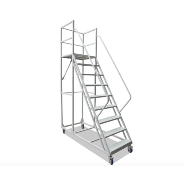 Multi Functional Rolling Warehouse Ladders On Wheels / Rolling Step Ladder Safety