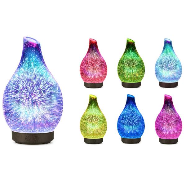 3D Glass Fireworks Aroma Essential Oil Diffuser Mist Maker Ultrasonic Humidifier
