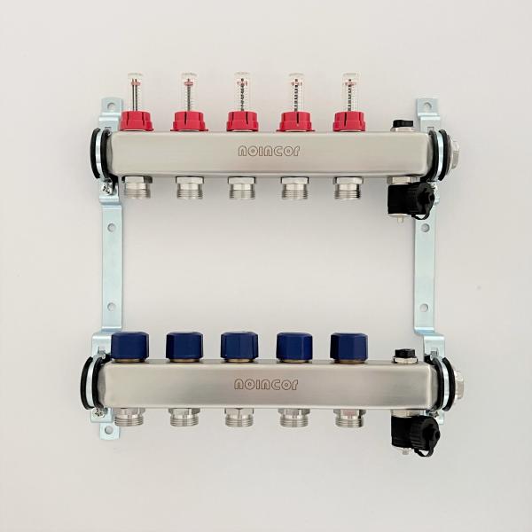 Stainless Steel Central Floor Heating Pipe Manifold , Pex Radiant Floor Heating Manifold Assembly