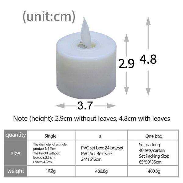 Unscented Battery Tea Candles Smokeless Electronic Tea Light Candles White/ Yellow / Red
