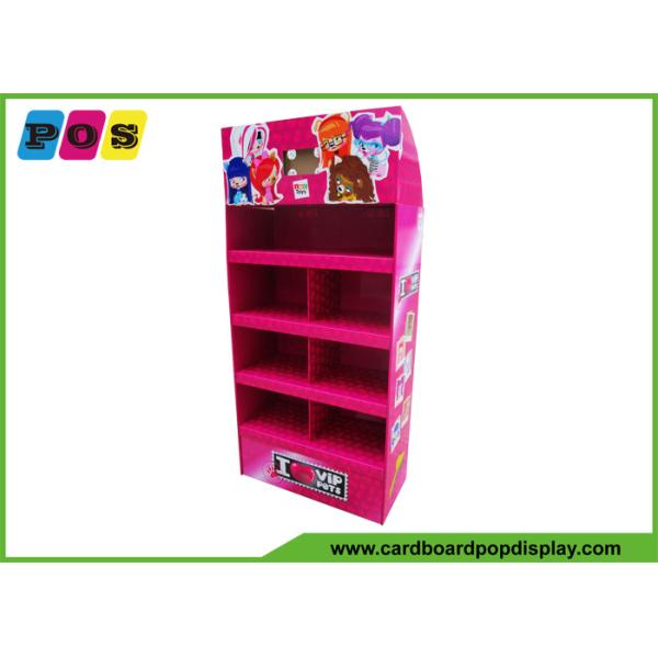 Supermarket POP Toy Display Stand 4 Shelf Floor Paper Cardboard Display Rack For Plush Dolls