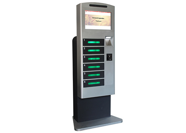 Public Mobile Cell Phone Charging Station Kiosk Banknote Operated With LED Light Inside Lockers