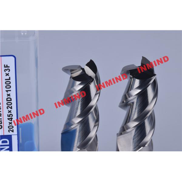 HRC50 End Mill Bits For Aluminum 3 Flute No Coating Grain Size 0.8 um Bright Surface