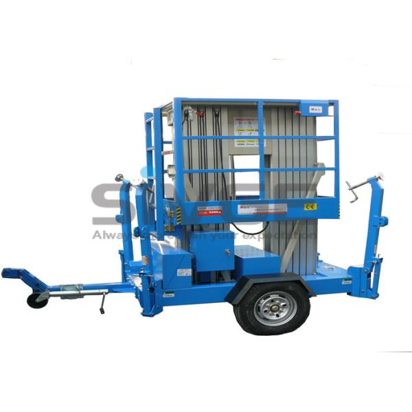 Aluminium Alloy Hydraulic Work Platform , 10m Dual Mast Trailer Mounted Boom Lift