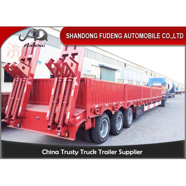 Drop Deck 3 Axles Low Bed Semi Trailer With Side Wall Mechanical Ladder
