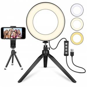 Cheap LED Ring Light 6 with Tripod Stand , Mini LED Camera Light with Cell Phone Holder Desktop LED Lamp for sale