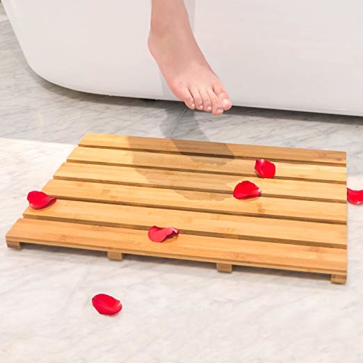 High Temperature Tolerance Bamboo Bath Mat , Wooden Bathroom Mat  22x15 Inches