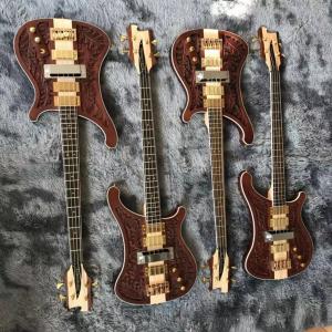 China Custom Grand Rickenbacker Style 4 Strings Neck Through Body Electric Bass Guitar Carve Top Musical Instruments Factory on sale