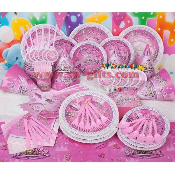 Fantasy girl theme kids disposable paper cups + plates party pack birthday Party Decoration Set party supplies