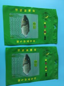 China Custom Printed Green 3 Sided Sealed Composite Fish Bag With Transparent Window In Front on sale