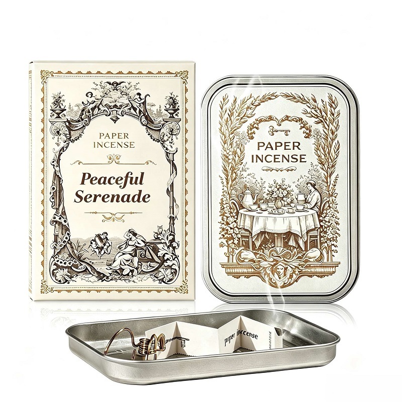 Custom Printed Burnable Incense Paper Sheets With Vintage Tin Gift Box