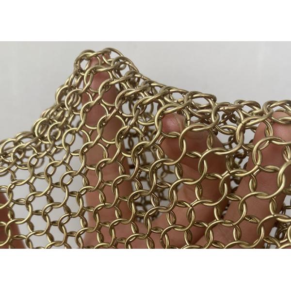 Gold Color Metal Stainless Steel Ring Mesh Fabric Chainmail Curtain 304ss