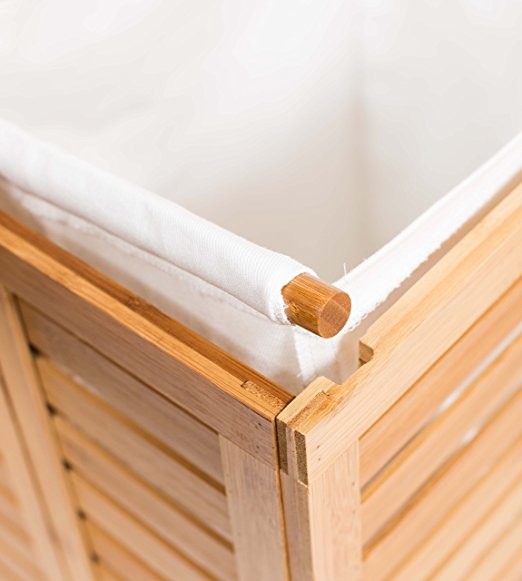 Durable Bamboo Home Furniture Wood Double Laundry Hamper Clothing Organizer