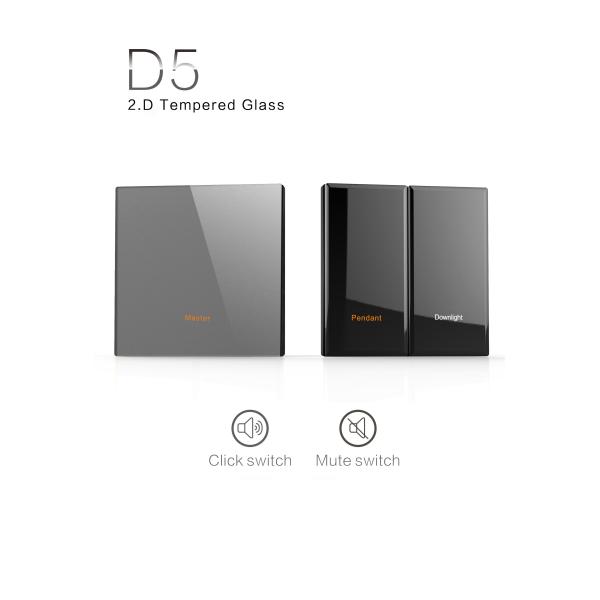 UK Standard 2.5D Modbus Wall Light Switch Stereo Tempered Glass 12 Voltage RS485